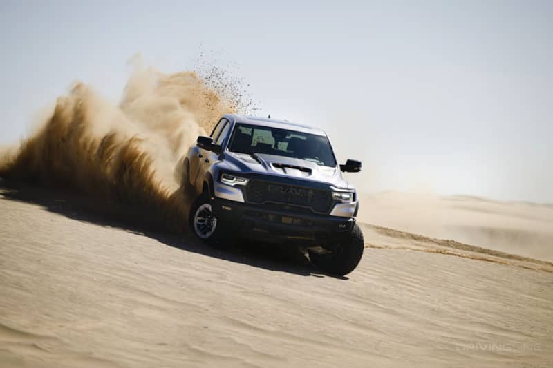 Ram RHO Sand Dunes kicking sand front view