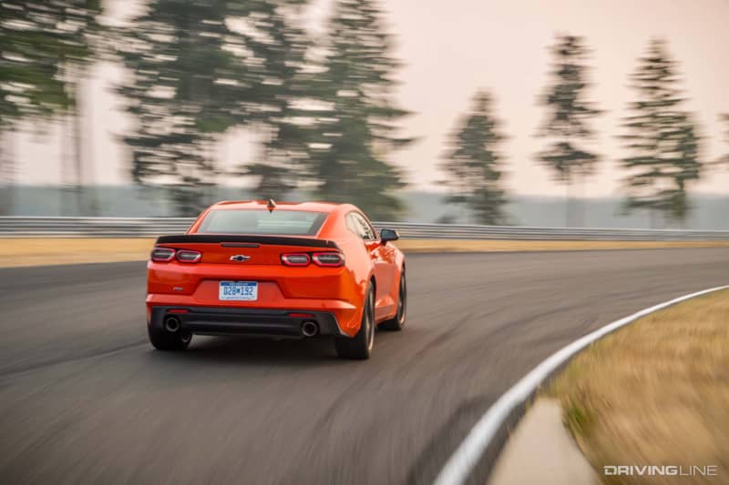 Chevrolet Camaro driving off into an uncertain future.
