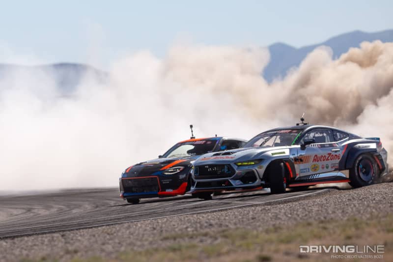 Chris Forsberg tandem drifting against James Deane at 2023 Formula Drift Utah