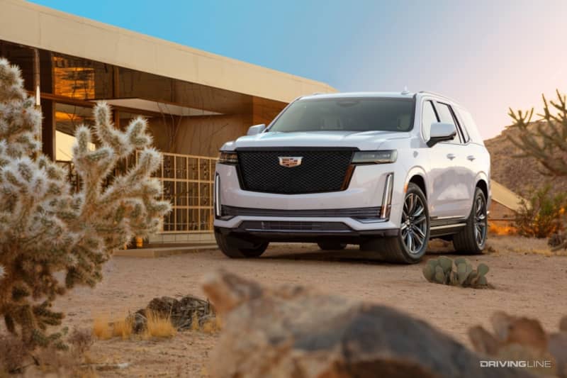 Cadillac Escalade front view white in desert