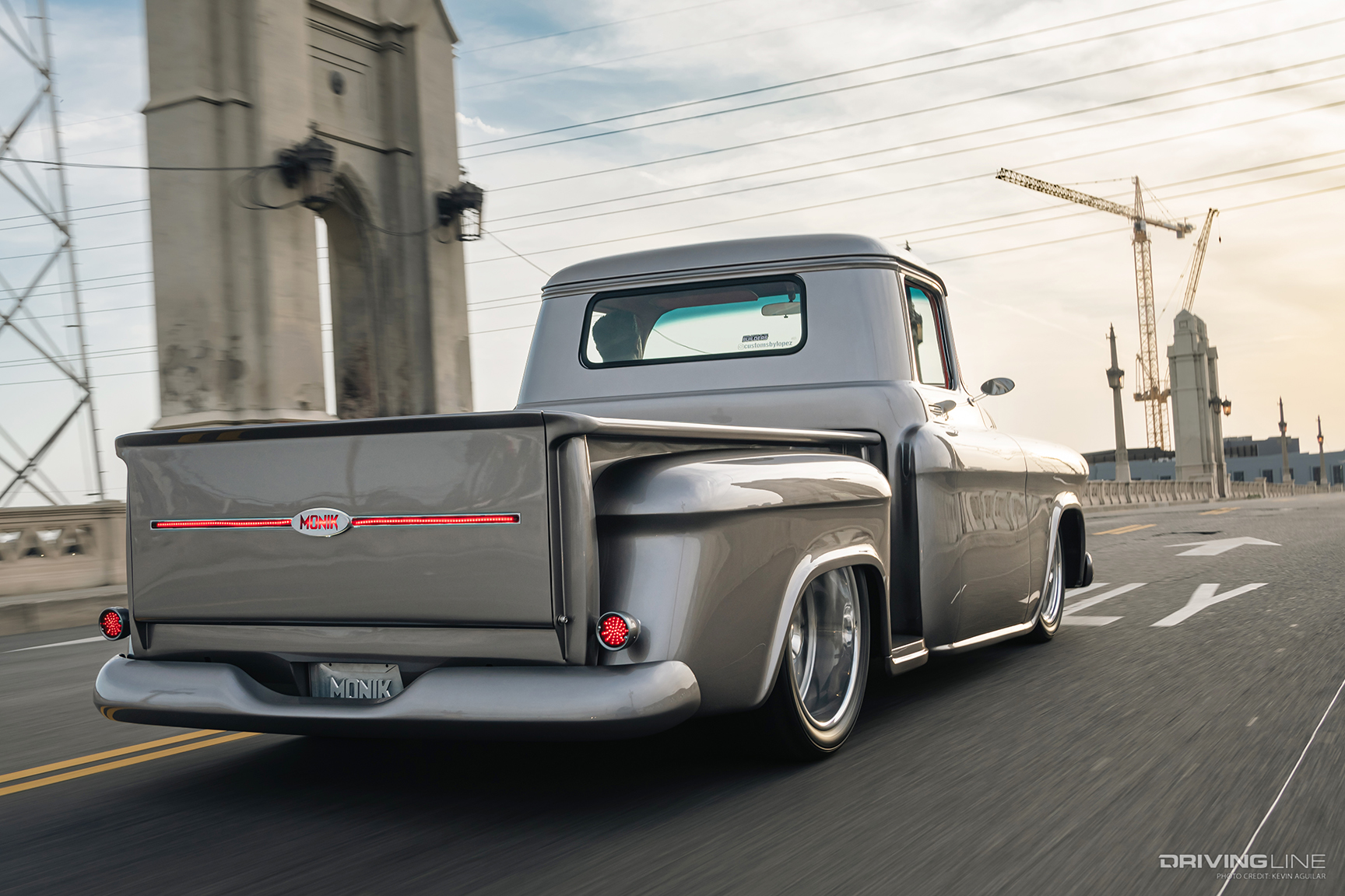 Driving Shot of NT555 G2 / RII 5,000-mile Test With Customs by Lopez's Monik Custom '56 Chevy Pickup Known