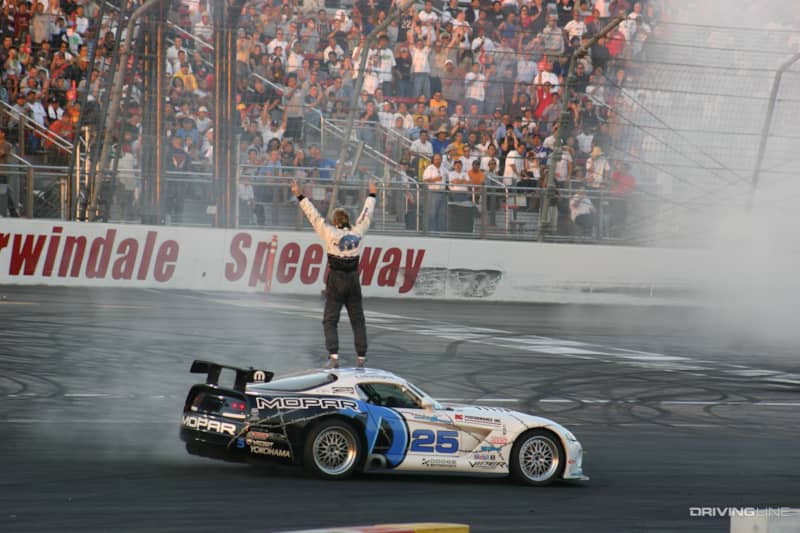 Sam Hubinette dominated the first season of Formula Drift in 2004 in his V10 Dodge Viper. His Viper was the only V10 on the grid for the first several years of FD