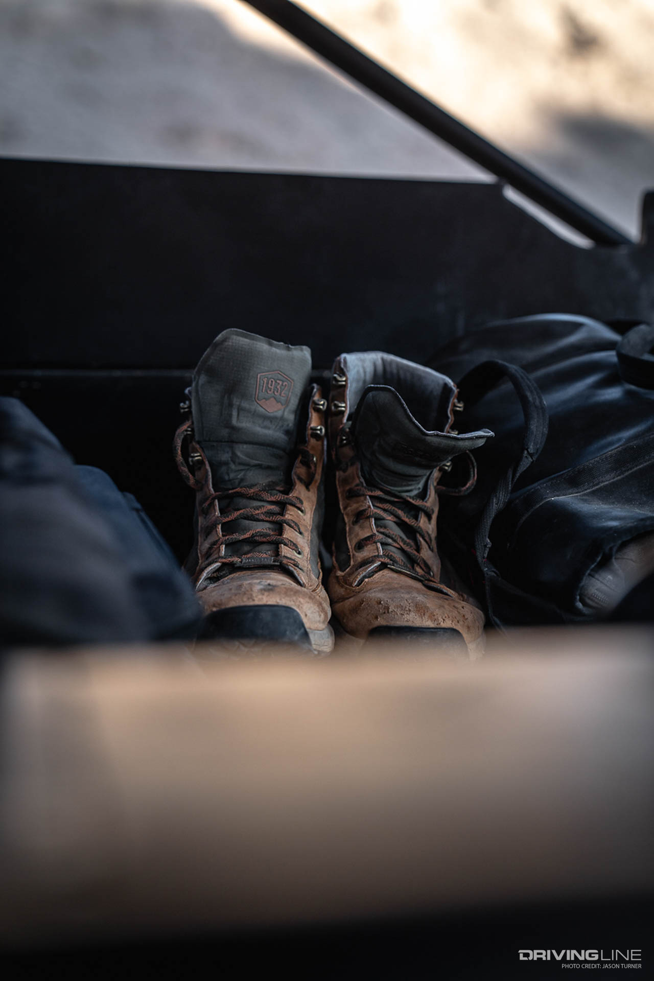 Boots in the back of Toyota Tacoma