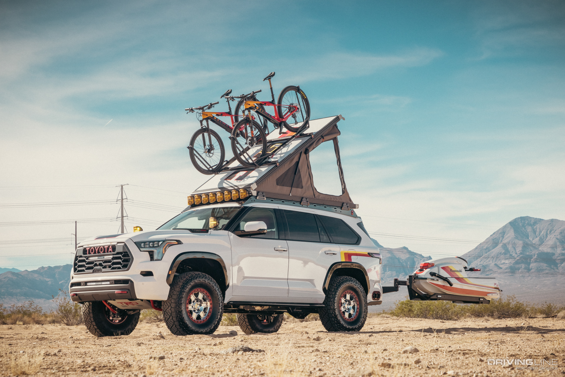 2023 Toyota Sequoia Overland Concept with swing out jet ski carrier