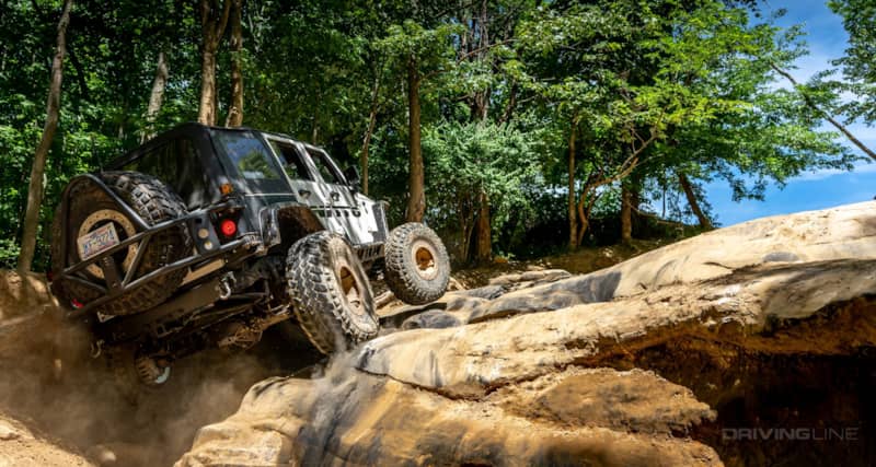 Jeep Wrangler JK on 40s Windrock Park rock crawling