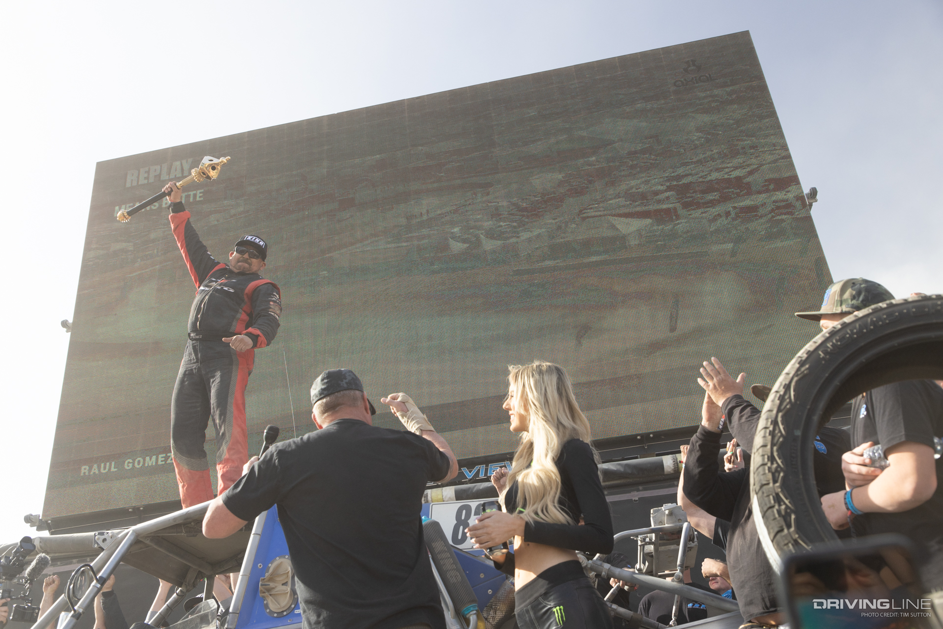 Raul Gomez Holding the Nitto Race of Kings Scepter at the 2023 King of the Hammers