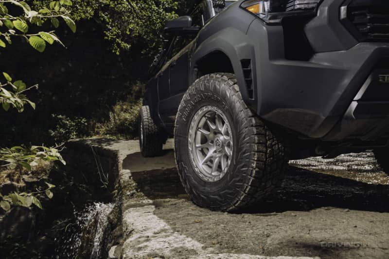 Nitto Terra Grappler G3 all -terrain tire on rock bridge on Toyota Truck