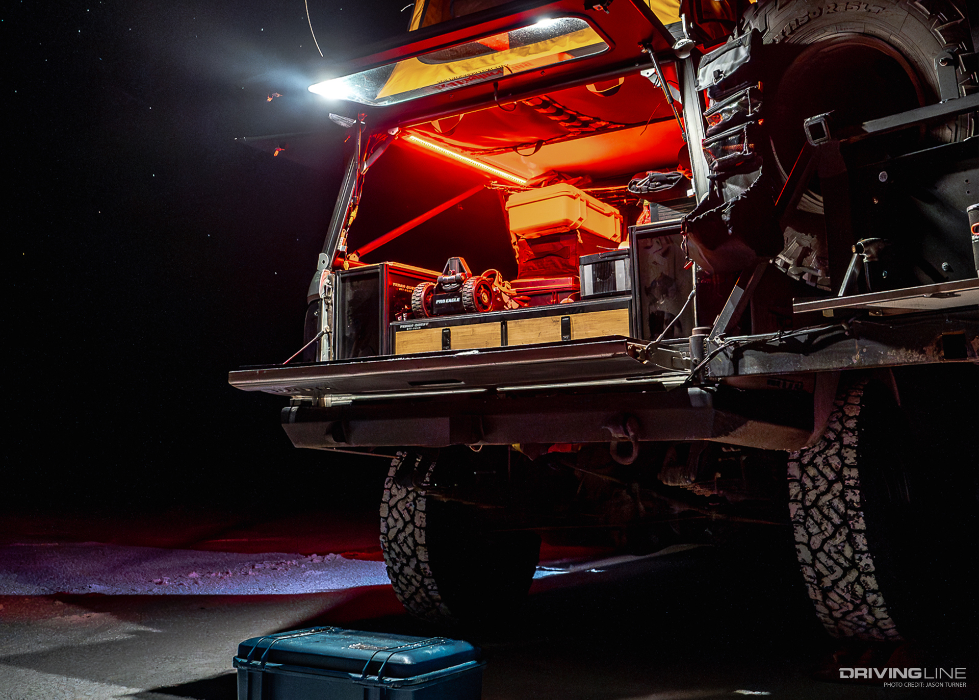 lockable storage on overlanding go rig