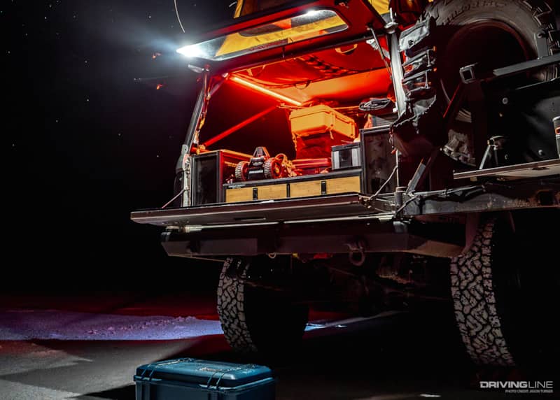 lockable storage on overlanding go rig