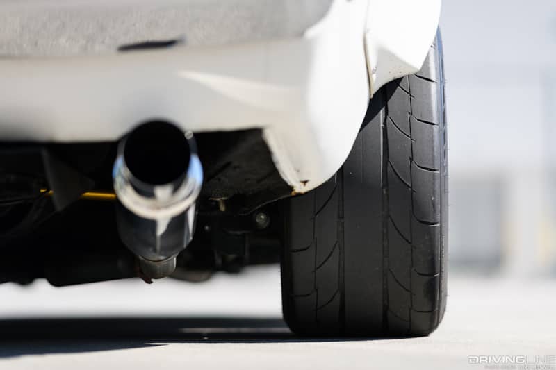 Nitto NT555 RII tires on the back axle of an LS V8 swapped Toyota Celica